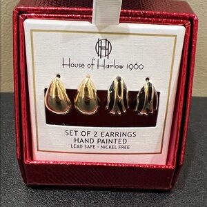 House of Harlow 1960 | Gold & Black Teardrop Earrings